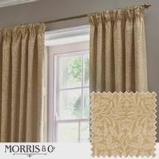 Gold Curtains Morris & Co Acorn Tonal Jacquard Pencil Pleat Curtains Gold