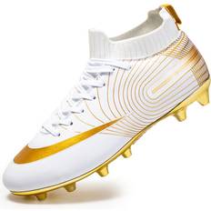 Gold Football Shoes Children's Shoes Winwin Kids Adult Football Boots TF Training Shoes - White