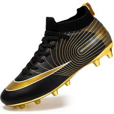 Gold Football Shoes Children's Shoes Winwin Kids Adult Football Boots TF Training Shoes - Black
