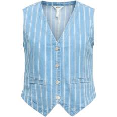 Object Dam Västar Object Objmollie RE Waistcoat 138 Dam Jackor - Light Blue Denim/White