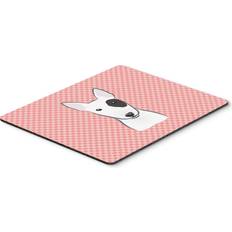 Mouse Pads Caroline's Treasures Checkerboard Pink Bull Terrier Mouse Pad BB1209MP