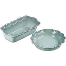 Le Creuset Heritage Stoneware Fluted and Loaf Pan Set - Sea Salt Pie Dish