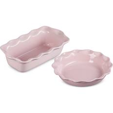 Le Creuset Heritage Stoneware Fluted and Loaf Pan Set - Chiffon Pink Pie Dish