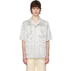 Casablanca Shirts Casablanca Gray Sacred Stone Silk Shirt - Grey/White