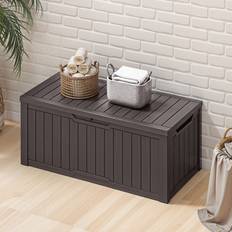 Plastic Deck Boxes Lily Manor 450l Plastic Lockable Deck Box - Black 59.5cm H x 142cm W x 67.5cm D