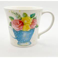 Astoria Grand Mersey Floral China Cups 312.5ml Purple Black Mug