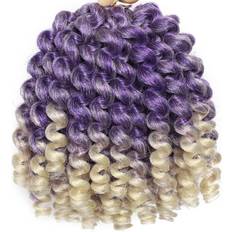 Svolna 3 Packs 2X Ringlet Wand Curl Crochet Braids 8 Inch Purple Blonde