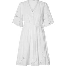 Selected Femme Slfdahlia Ss Short Broderi Dress - Vit