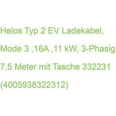 Helos Elbil-Ladekabel Type 2 16 A 11 kW 7.5 m 3-faset