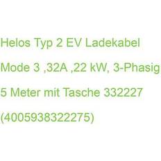 Helos E-car Ladekabel Type 2 32 A 22 kW 5m 3-faset