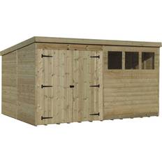 Empire Double Door Tongue and Groove Pent Garden Shed 14 x 8ft Green (Building Area )