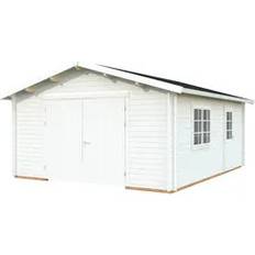 Garagen Palmako Garage Roger 23,9 m2 44 mm mit Holztor weiß lackiert (Gebäudefläche )