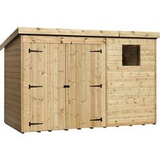 Outbuildings Empire Double Door Tongue and Groove Pent Garden Shed 10 x 4ft Green (Building Area )