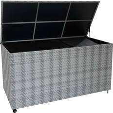 Deck Boxes MonsterShop Rattan Cushion Storage Box 700L Grey