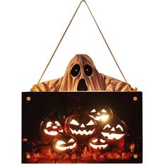 Tianfu Welcome Front Door Sign White Halloween Decoration Lights