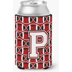 White Bottle Coolers CoolCookware Letter P Football Cardinal White Can or Hugger Bottle Cooler