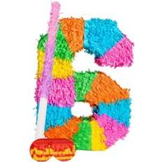 Large Number 6 Pinata Party Set Pink Stick