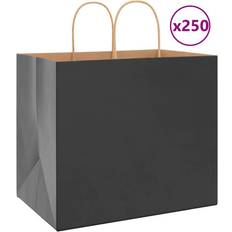 vidaXL Paper Bags 250 pcs with Handles Black 32x22x28 cm