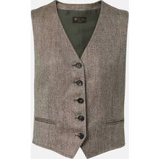 Loro Piana Outerwear Loro Piana Teodoro Chevron Linen Vest - Brown