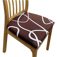 Textiles HOD Home Dark Brown White Wave Lines Print Stretch Seat Loose Chair Cover
