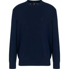 Silke/Siden Tröjor Armani Exchange Icon Project Broderad Logotyp Pullover Tröja - Djup Marinblå