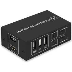KVM Switches Tlily Compatible Switch KVM Shared Laptop Four-Port Converter 4 in 1 Out USB Mouse Keyboard Monitor