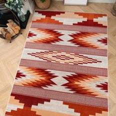 Moda Terracotta Burnt Orange Living Room Rug 80cm x 150cm Grey