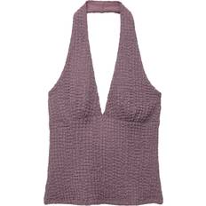 Purple Tank Tops Pull&Bear Textured Halterneck Top Co-Ord - Purple