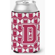 White Bottle Coolers CoolCookware Letter D Football Crimson Grey White Can or Hugger Bottle Cooler