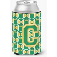 Gold Bottle Coolers CoolCookware Letter C Football Green & Gold Can or Hugger Bottle Cooler