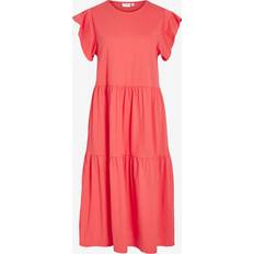 Dam - Orange Klänningar Vila Klänning viSummer S/S Midi Dress - Röd