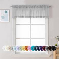 Valances Chyhomenyc Sheer Light Grey Valances 2 Pack