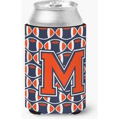 White Bottle Coolers CoolCookware Letter M Football Orange Blue White Can or Hugger Bottle Cooler