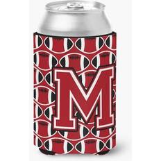 Red Bottle Coolers CoolCookware Letter M Football Red Black White Can or Hugger Bottle Cooler