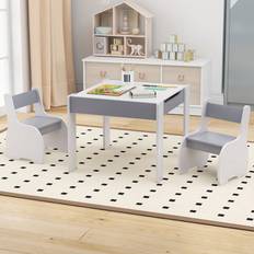 Black Furniture Set Kid's Room Costway 4-in-1 Wooden Activity Table and Chair Set