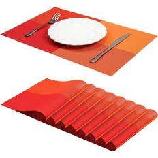 Textiles Tianfu Set of 8 Washable PVC Non-Slip Placemats Place Mat Orange