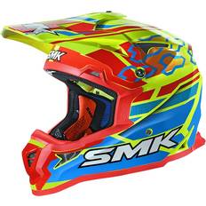 SMK Allterra Tribou N Motocross Helmet - Neon Yellow/Red/Blue
