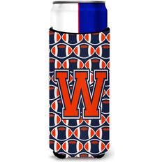 Blue Bottle Coolers Caroline's Treasures Letter W Football Hugger for Slim Cans Bottle Cooler