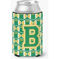 Gold Bottle Coolers CoolCookware Letter B Football Green & Gold Can or Hugger Bottle Cooler