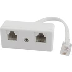6P4C RJ11 Male to Dual Female Telephone Line Splitter Connector Adapter