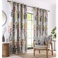 Homemaker Lined Curtains Eyelet Ring 46 x 72 in Ochre Red Grey