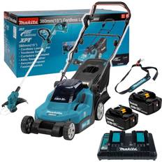 Makita Lawn Mowers Makita DLM382PT2 18V 36V LXT Cordless Lawn 2x5Ah + Line Trimmer Battery Powered Mower