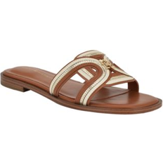 Tommy Hilfiger Slippers & Sandals Tommy Hilfiger Tressi Logo Flat Slide Sandals - Cognac/Gold