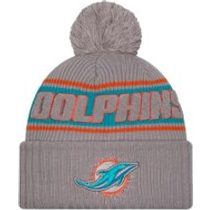 American Football Beanies New Era NFL Sideline Winter Mütze Miami Dolphins grau
