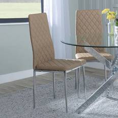 Set of 2 Novato Dining Chairs in Faux Leather and Chrome Metal Legs 12 Chairs Kitchen Chair
