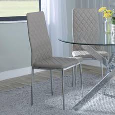 Set of 2 Novato Dining Chairs in Faux Leather and Chrome Metal Legs 10 Chairs Kitchen Chair 2pcs