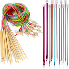 Bamboo Crochet Hooks Torribaly Tunisian Crochet Hooks Set 23 Pcs 11 Pcs Aluminum Long 2.0-8.0 mm 12 Bamboo