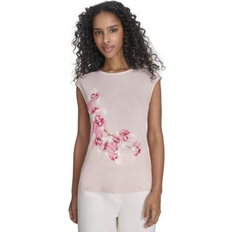 Calvin Klein Women Blouses Calvin Klein Petite Sleeveless Printed Blouse - Soft Taupe