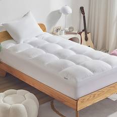 SLEEP ZONE Extra Thick Twin Size Topper Mattress Cover White