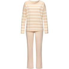 Multifärgade Pyjamasar s.Oliver Pyjama Single Jersey Mit Rundhals - Beige